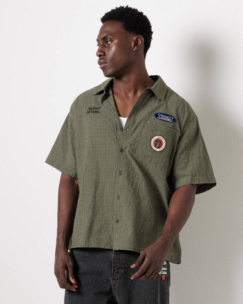 Thrills Against All Odds Cropped Short Sleeve Work Shirt for Mens