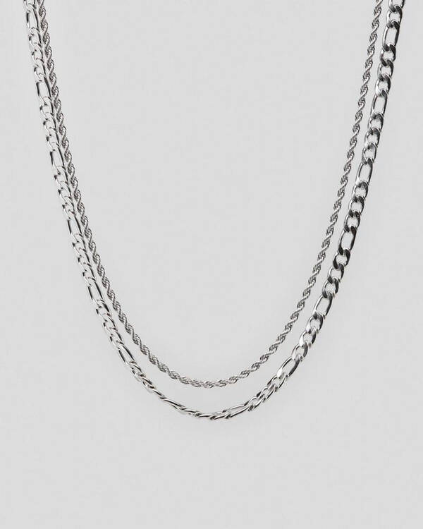 REPUBLIK Silver Combo Chain Necklace for Mens