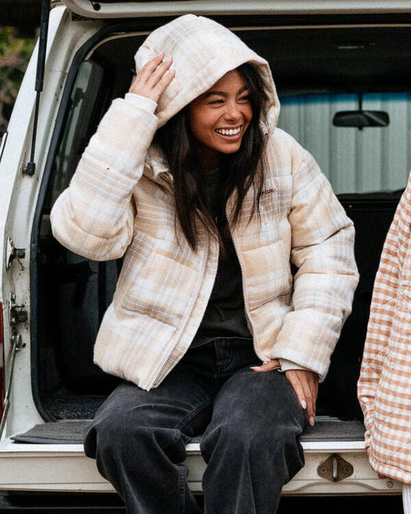 Rip Curl Anti-Series Surf Check Hooded Puffer Jacket for Womens