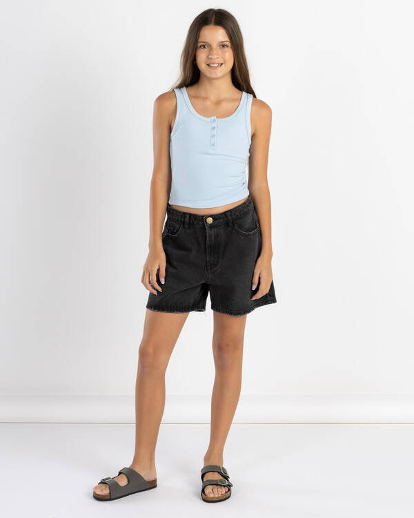 Ava And Ever Girls' Basic Fine Rib Henley Tank Top for Womens