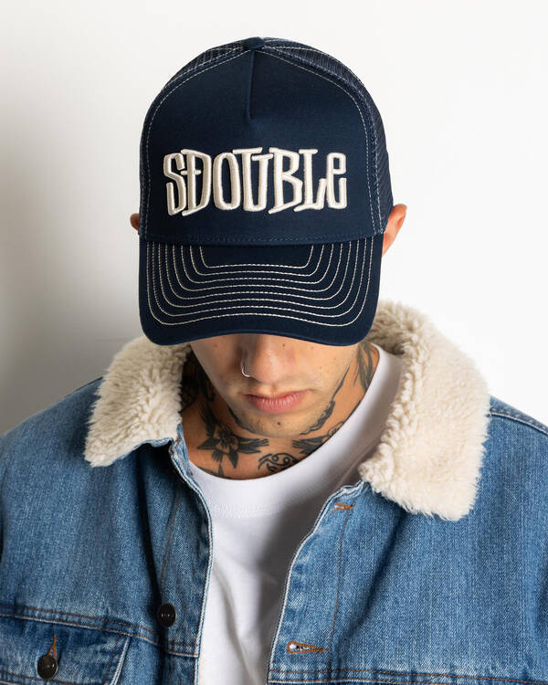 S-Double Mid-Block Curved Peak Trucker Cap for Mens