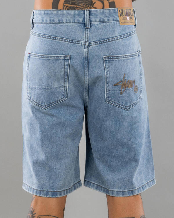 S-Double Embroidered Denim Shorts for Mens