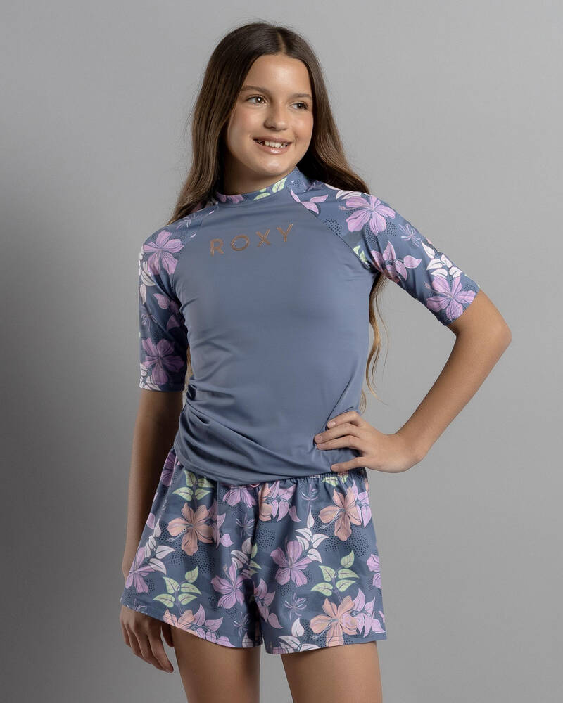 Roxy Girls' Hidden Garden Short Sleeve Rash Vest for Womens