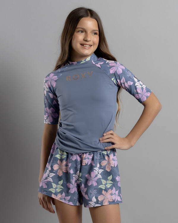 Roxy Girls' Hidden Garden Short Sleeve Rash Vest for Womens