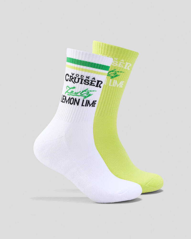 FOOT-IES Vodka Cruiser Zesty Lemon Lime Sneaker Sock 2 Pack for Mens