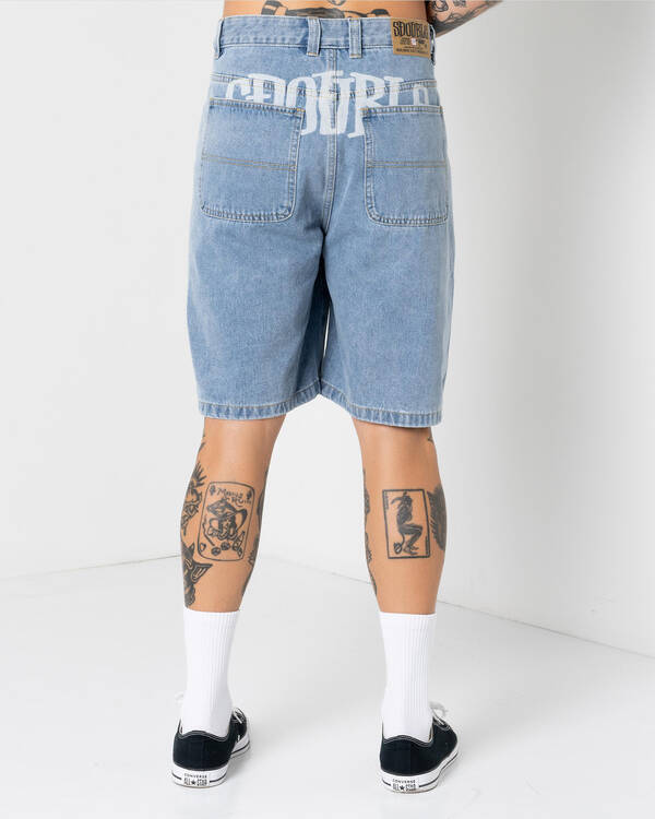 S-Double Print Denim Standard Shorts for Mens