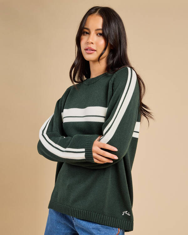 Rusty White Lines Crew Neck Knit Jumper for Womens