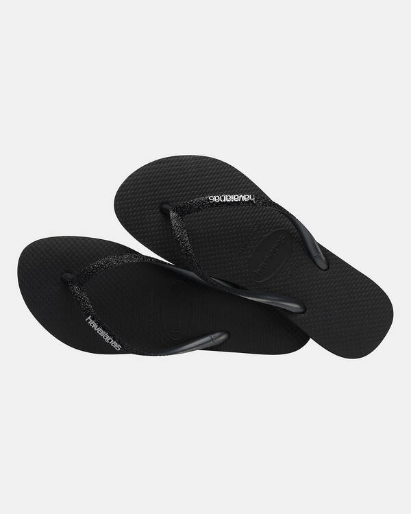 Havaianas Slim Metal Logo Glitter Thongs for Womens