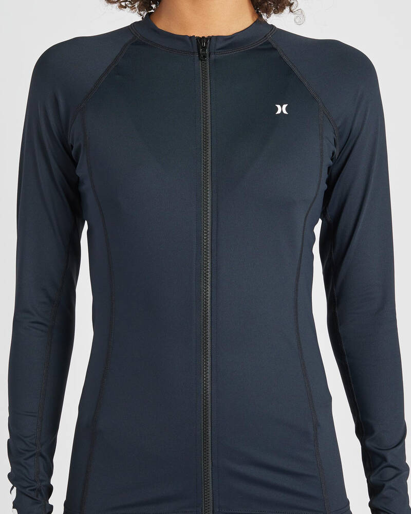 Hurley One And Only Zip Long Sleeve Rash Vest for Womens