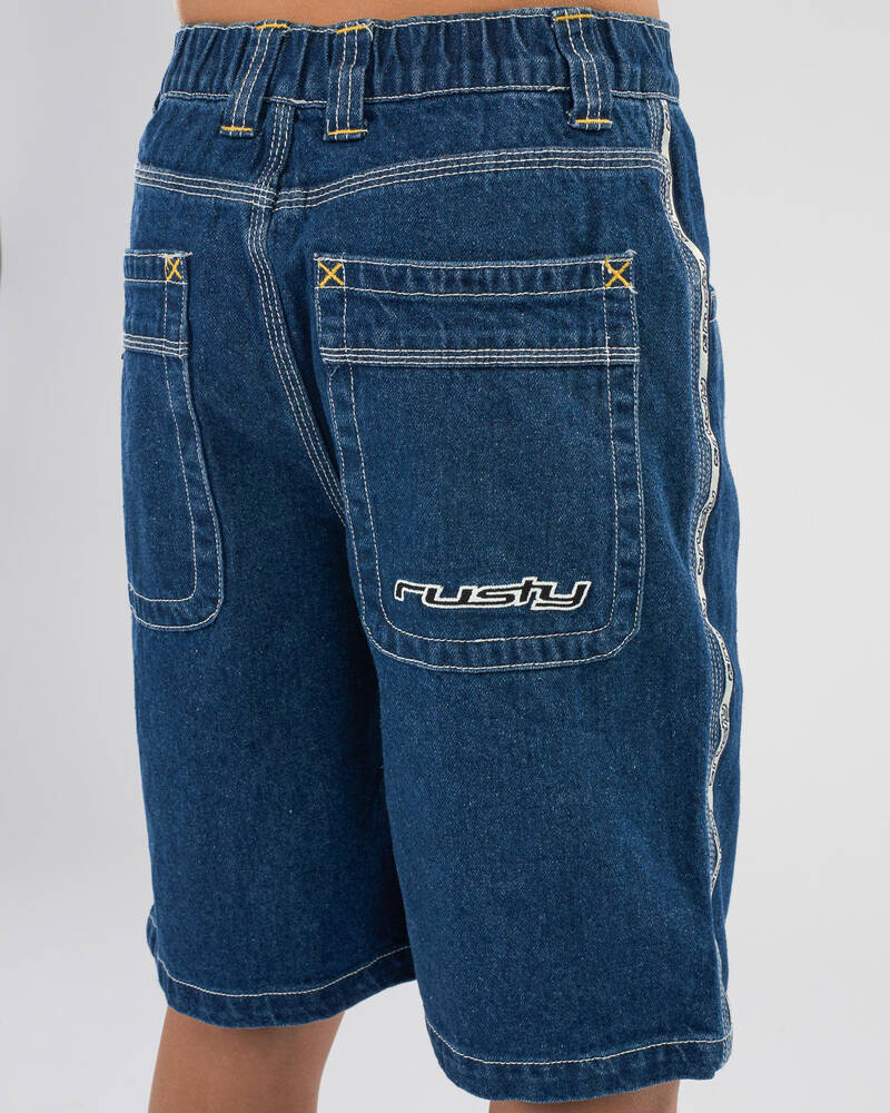 Rusty Boys' Flip Daddy Taped Denim Shorts for Mens