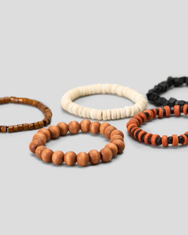 REPUBLIK Wooden Bead Combo Bracelet Pack for Mens