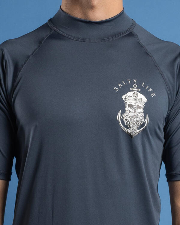 Salty Life Anchors Short Sleeve Rash Vest for Mens