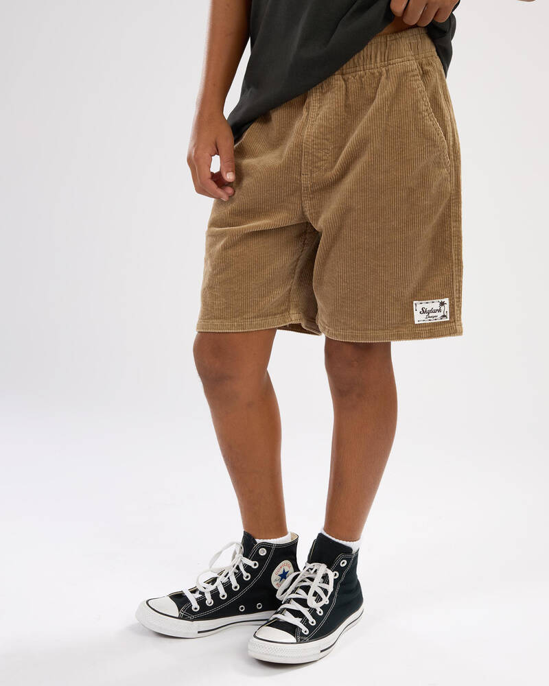 Skylark Boys' Cord Elastic Waist Shorts for Mens
