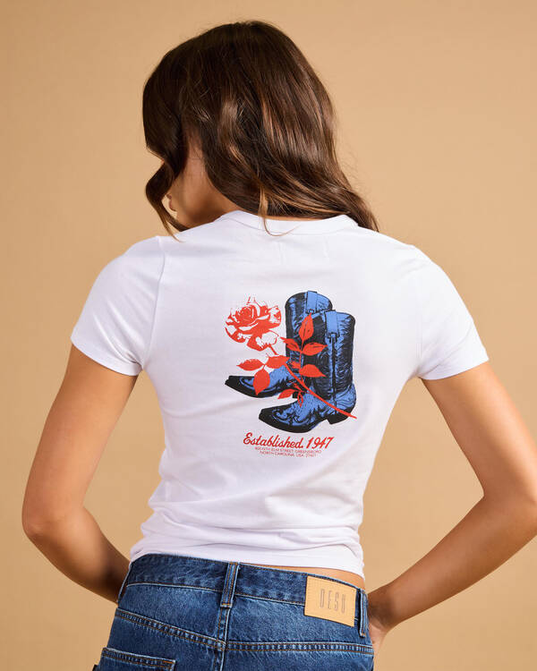 Wrangler Boots N Roses Staple Baby Tee for Womens