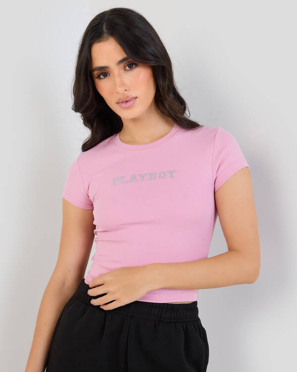 Playboy Diamante` Baby Tee for Womens