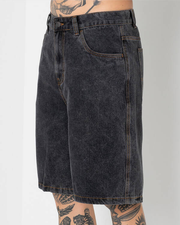 S-Double Embroidered Denim Shorts for Mens