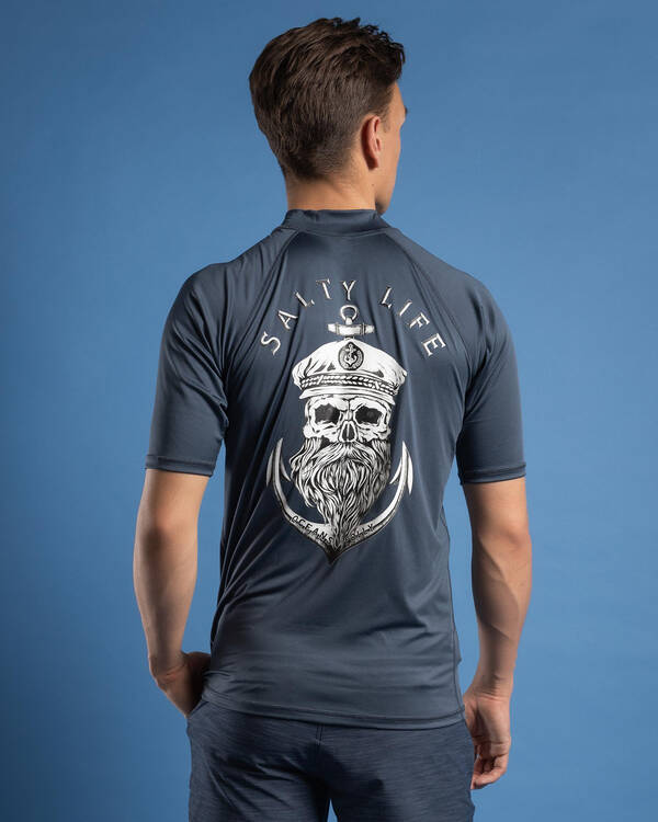 Salty Life Anchors Short Sleeve Rash Vest for Mens