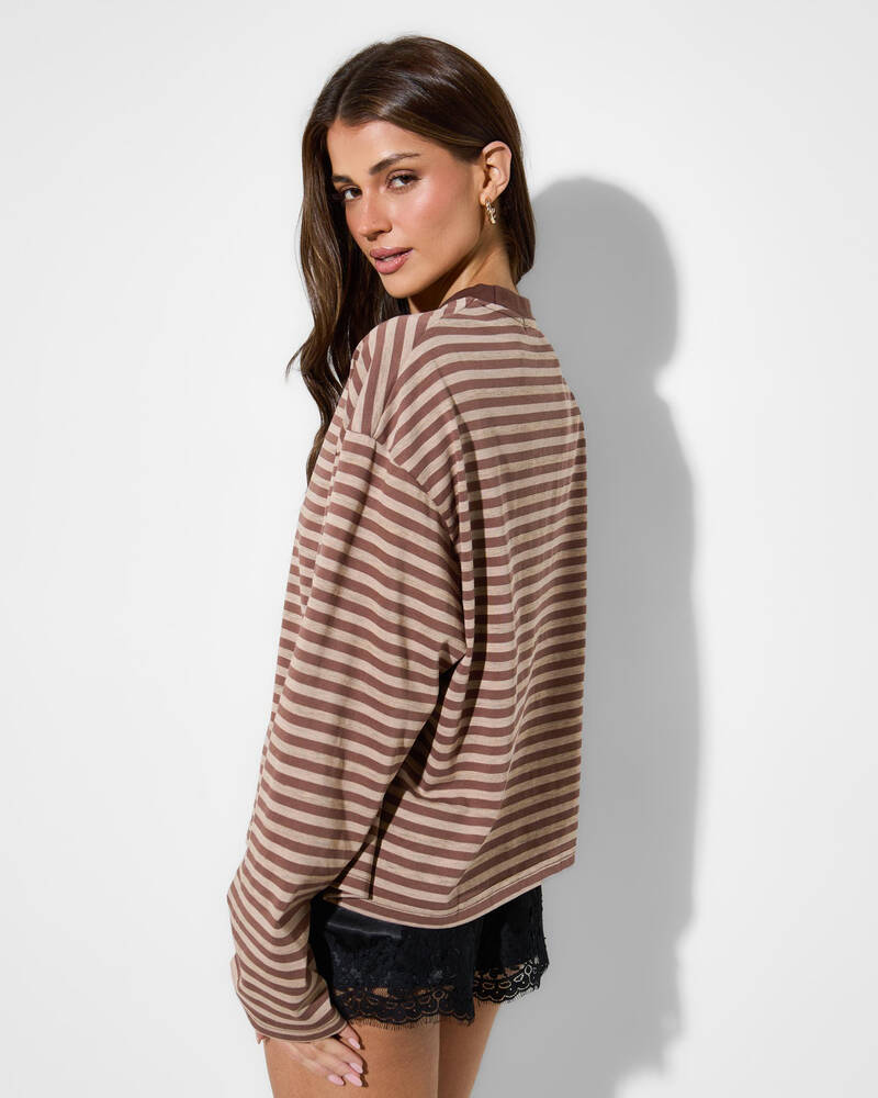 Mooloola Janet Striped Long Sleeve Top for Womens
