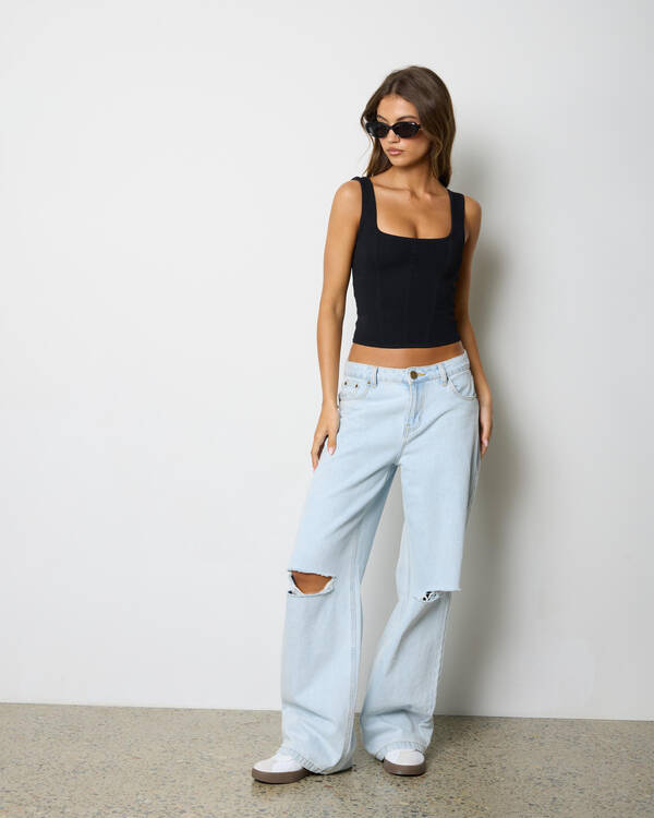 Mooloola Basic Square Neck Knit Tank Top for Womens