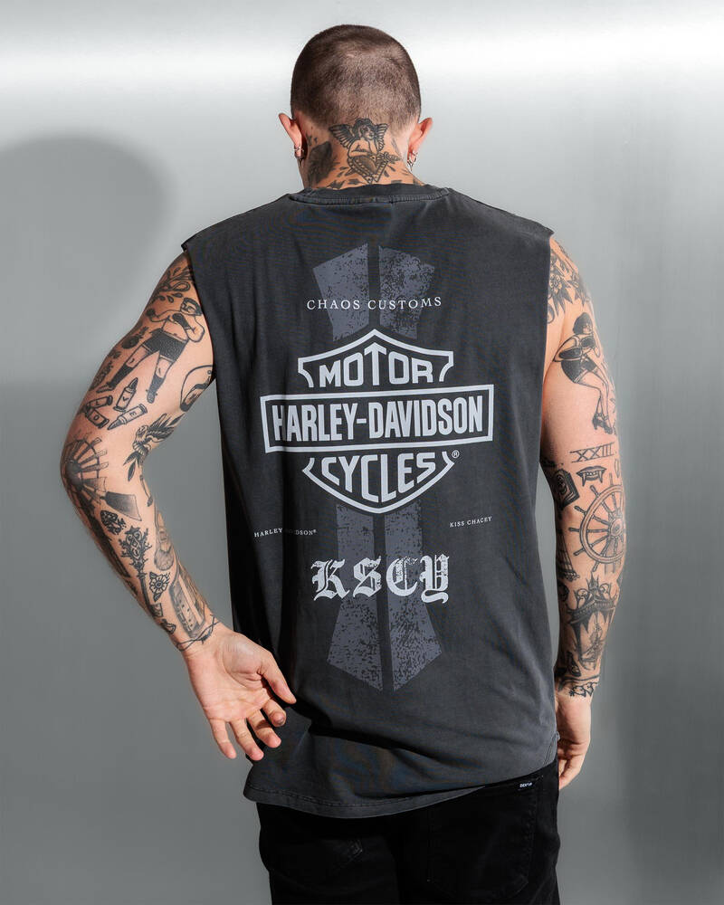 Kiss Chacey Harley-Davidson Throttle Dual Curved Muscle Tank for Mens