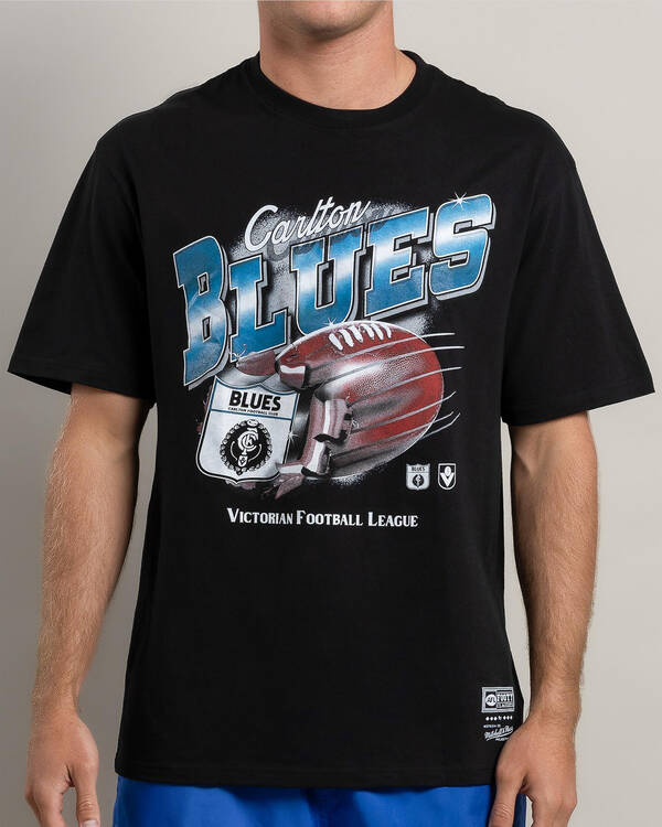 Mitchell & Ness Carlton Blues AFL Exploding Ball T-Shirt for Mens