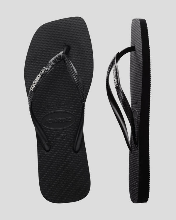 Havaianas Slim Square Metal Logo Thongs for Womens