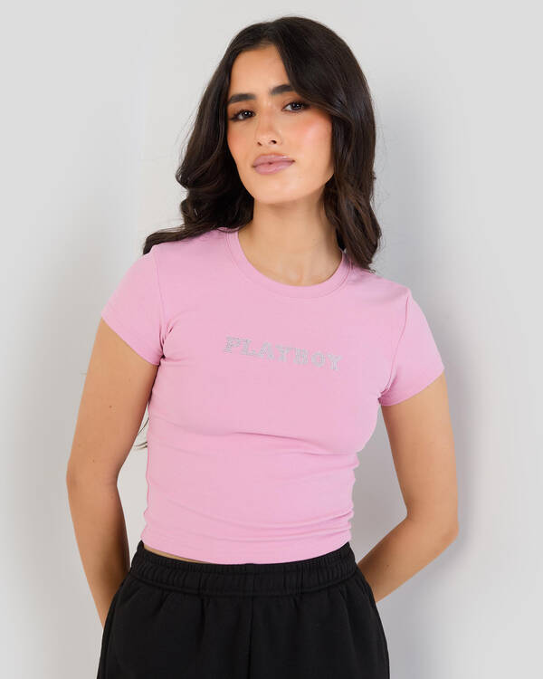 Playboy Diamante` Baby Tee for Womens
