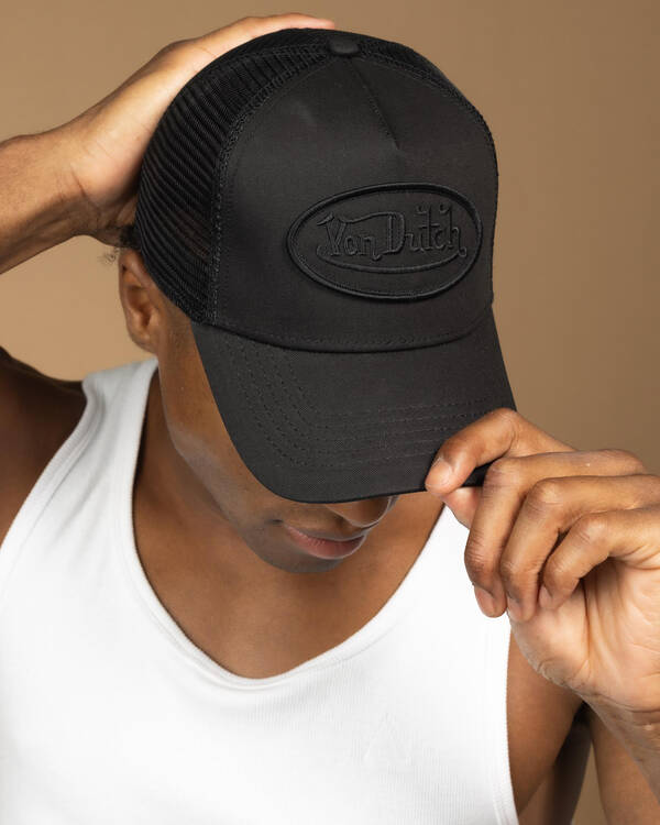 Von Dutch Triple Black Trucker Cap for Mens