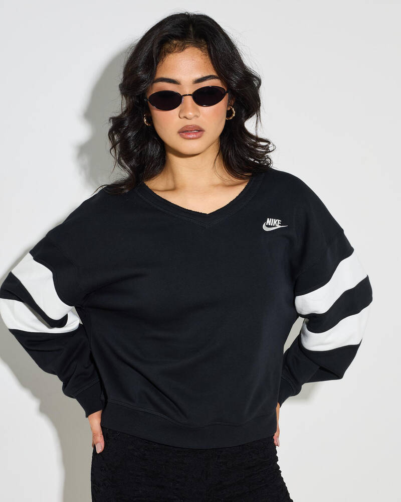 Nike Club Fleece V-Neck Crew Sweatshirt for Womens