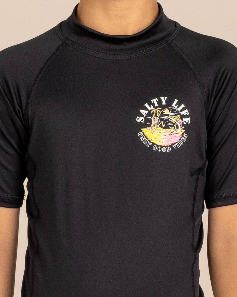 Salty Life Boys' Good Vibes Short Sleeve Rash Vest for Mens