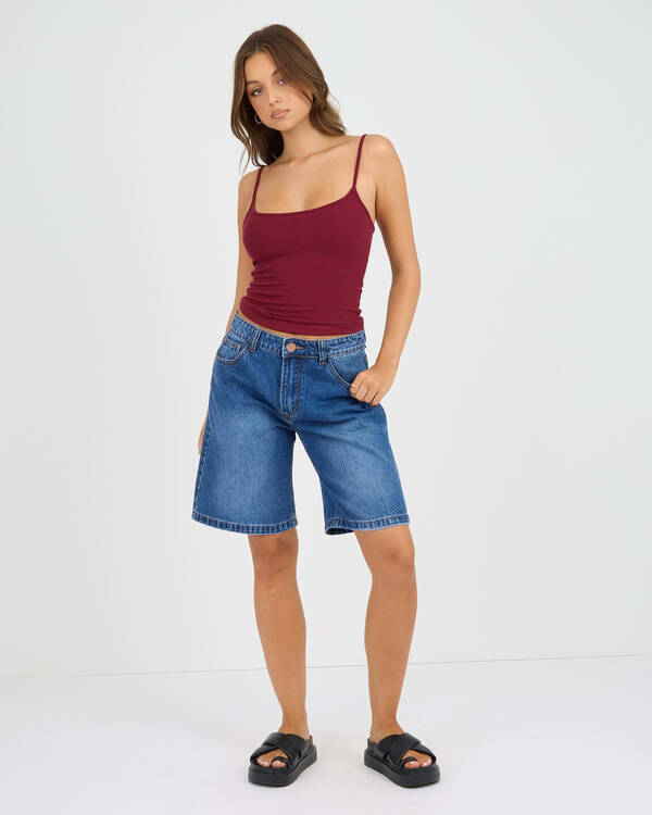 Mooloola Basic Fine Rib Cami Top for Womens