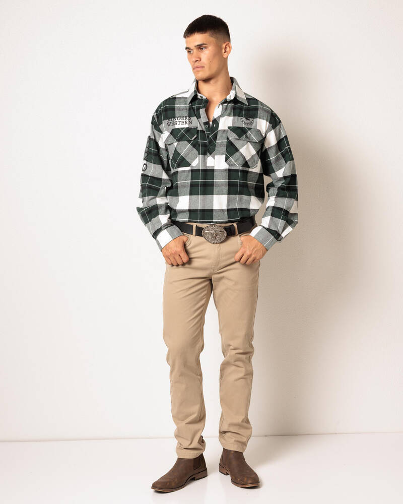 Ringers Western Kingswood Half Button Flannel Shirt for Mens