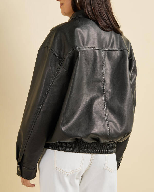 Ava And Ever Maverick Faux Leather Bomber Jacket for Womens