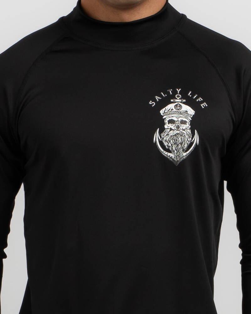 Salty Life Anchors Long Sleeve Rash Vest for Mens