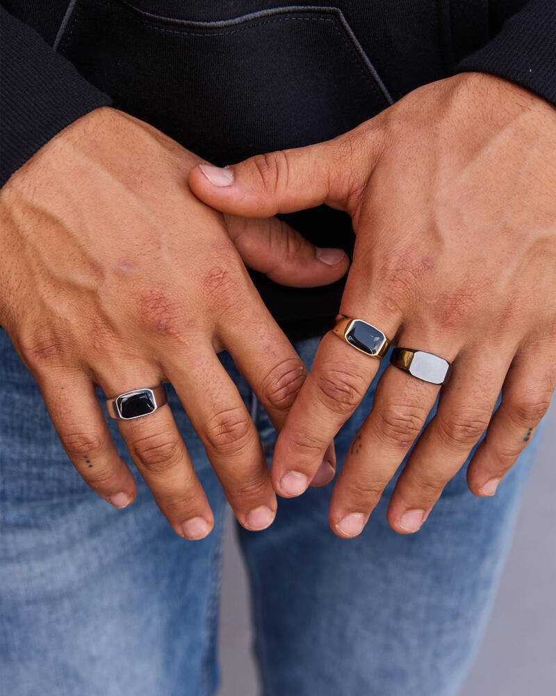 REPUBLIK 3 Pack Blackstone Ring for Mens