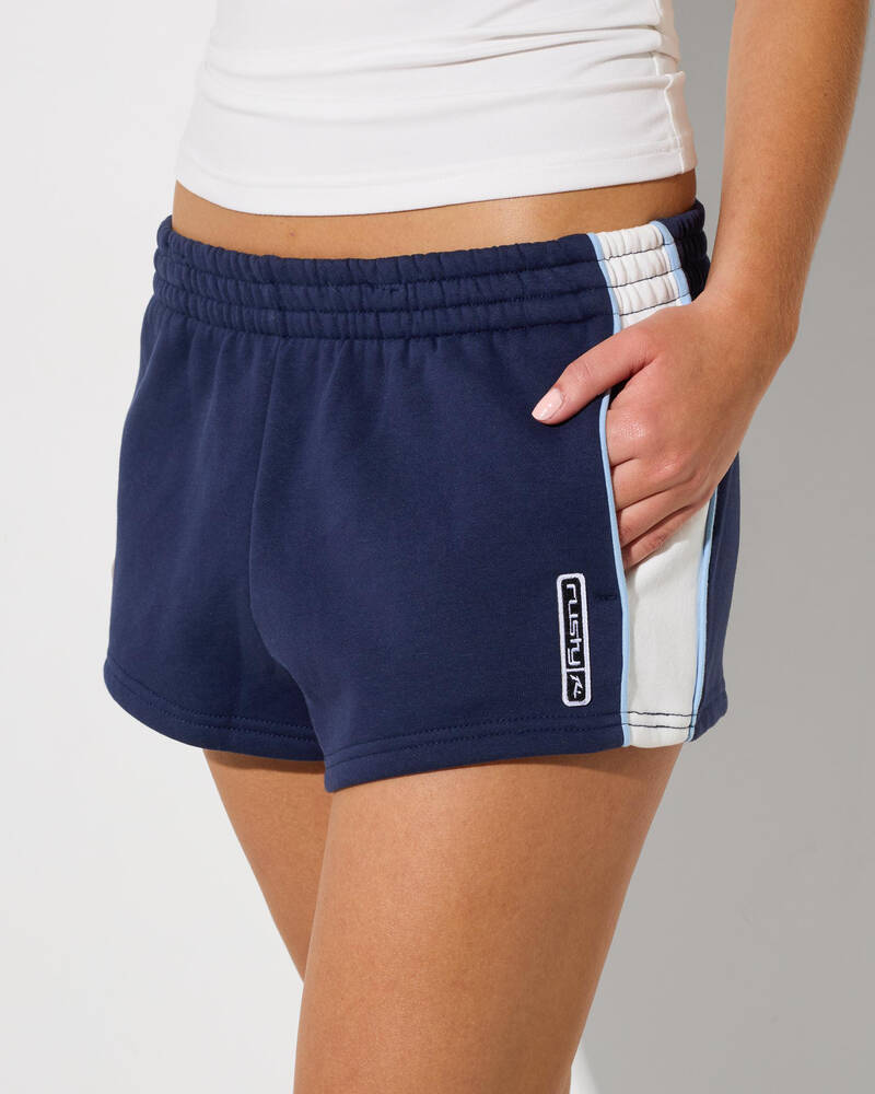 Rusty Retro Lines Mini Fleece Shorts for Womens