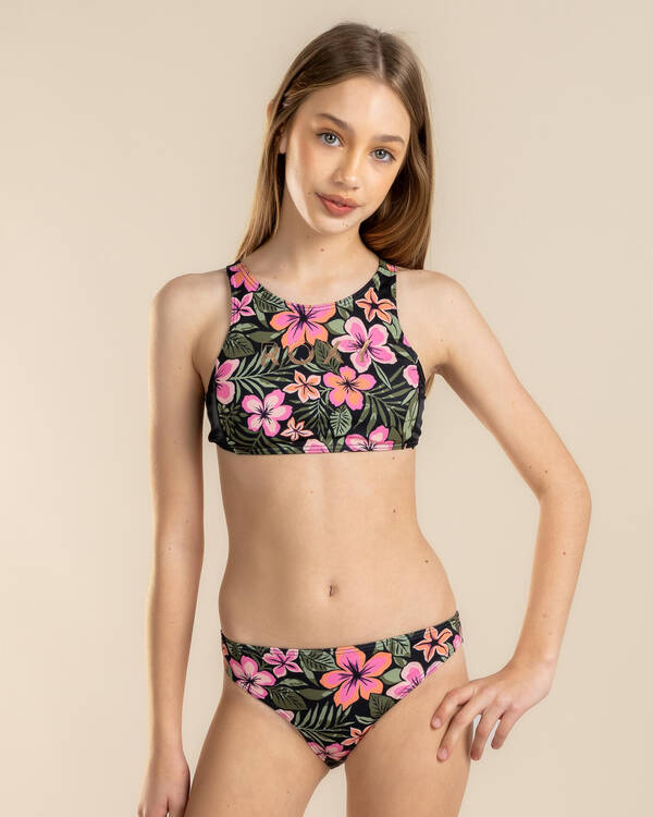 Roxy Girls' Active Floral Crop Top Bikini Set for Womens