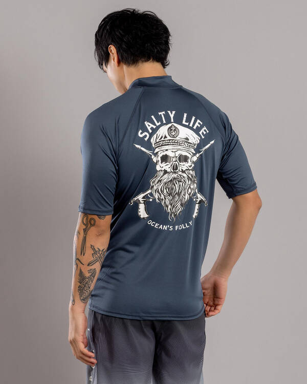 Salty Life Overboard Short Sleeve Rash Vest for Mens