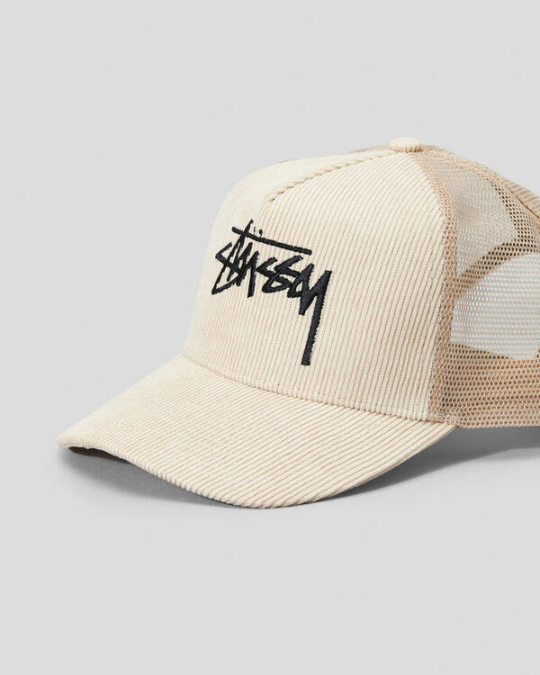Stussy Stock Cord Trucker Cap for Womens
