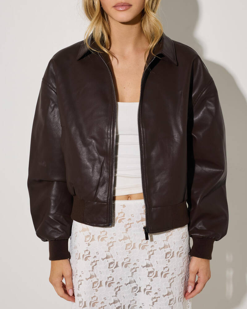 Ava And Ever Presley Faux Leather Jacket for Womens