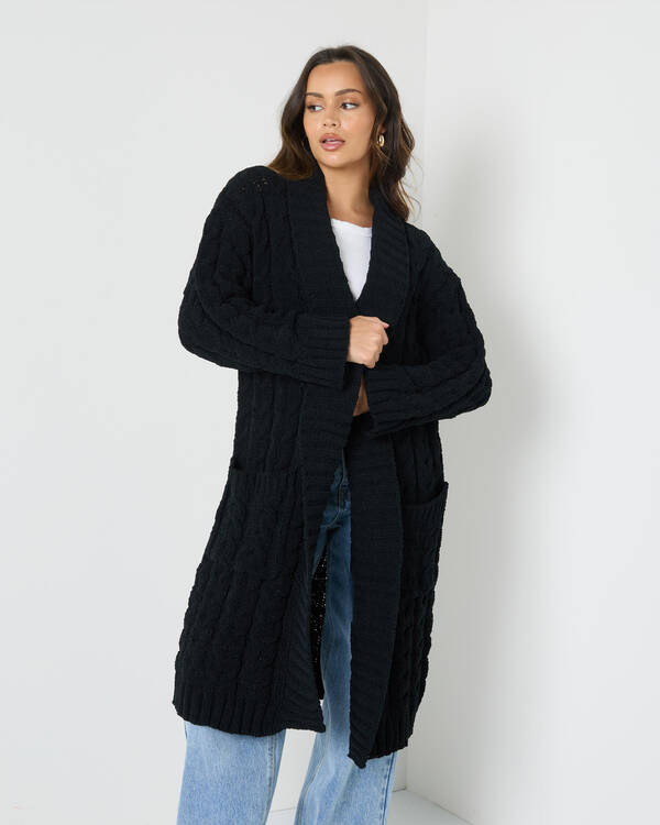 Mooloola Vogue Longline Cable Knit Cardigan for Womens