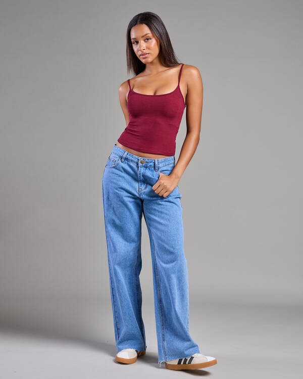 Mooloola Basic Fine Rib Cami Top for Womens