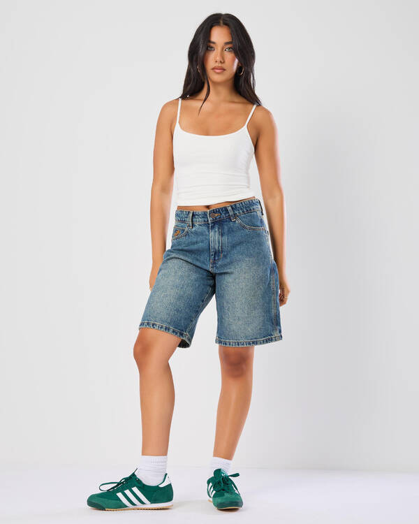 Worship Supplies Try Again Sloucher Denim Shorts for Womens