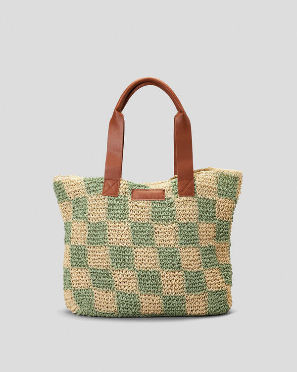 Rusty Checkmate Straw Bag for Womens