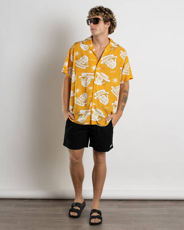 Milton Mango Gilded Mango Party Short Sleeve Shirt for Mens