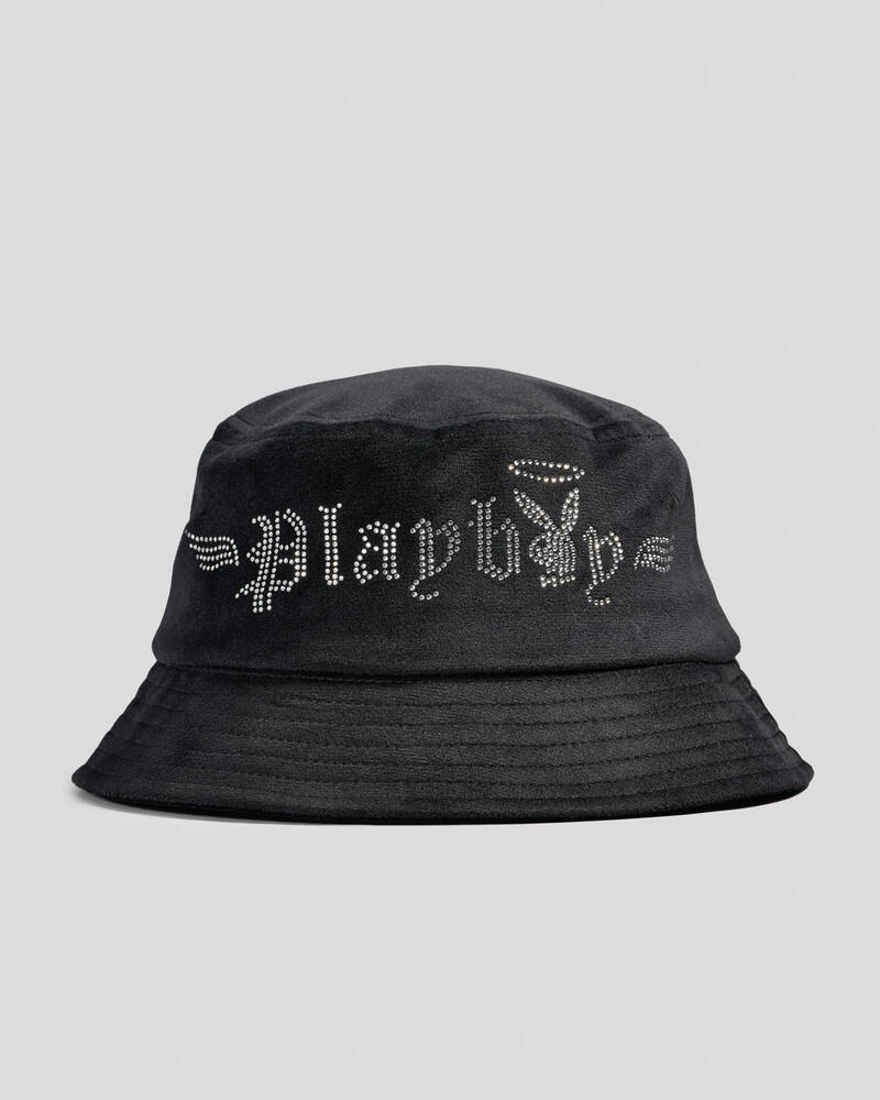 Playboy Bunny Angel Diamonte Bucket Hat for Womens