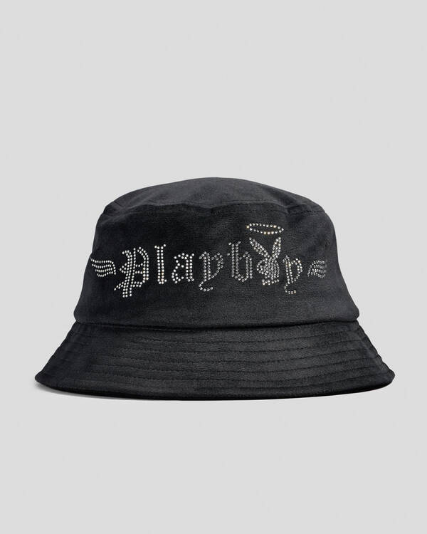 Playboy Bunny Angel Diamonte Bucket Hat for Womens