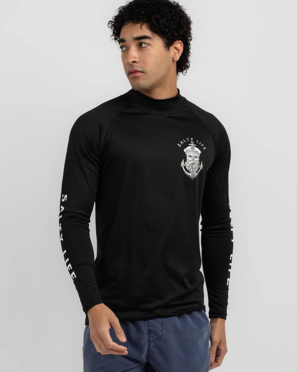 Salty Life Anchors Long Sleeve Rash Vest for Mens