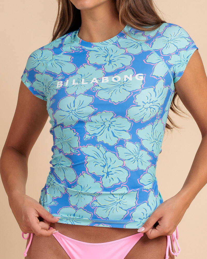 Billabong Happy Hibiscus Cap Sleeve Rash Vest for Womens