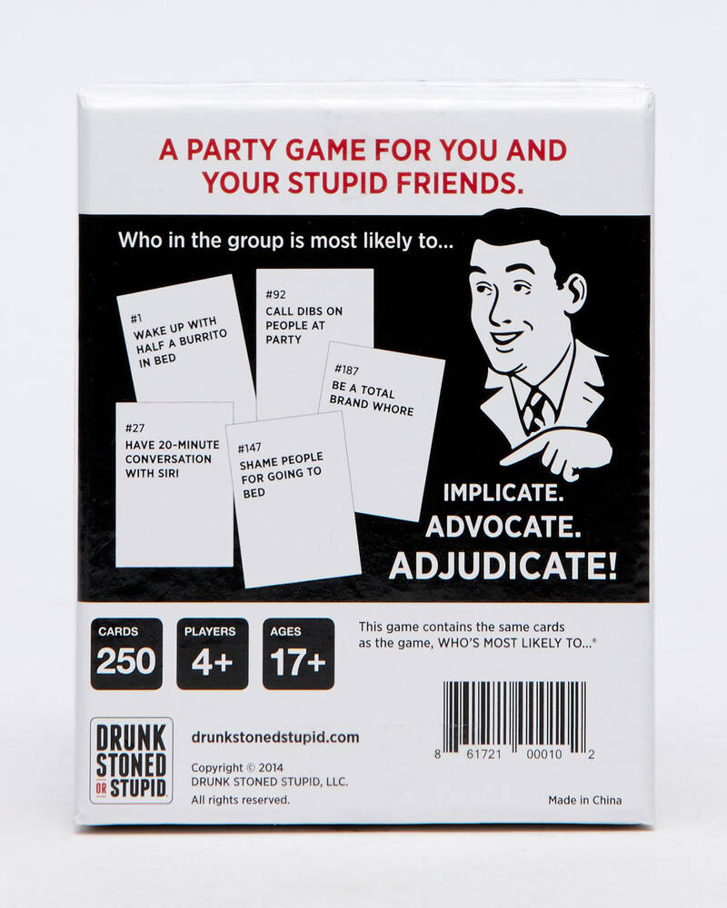 Get It Now Drunk Stoned Or Stupid Card Game for Unisex